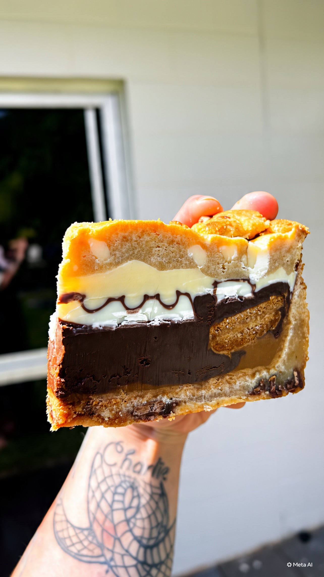 Nutella biscoff white choc cookie pie